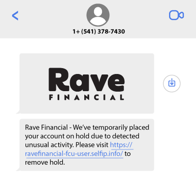 Fraudulent Text Message Example