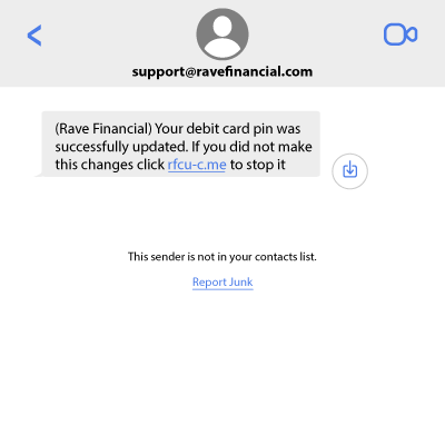 Fraudulent text Message Example