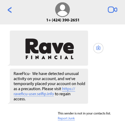 Example Fraudulent Text Message